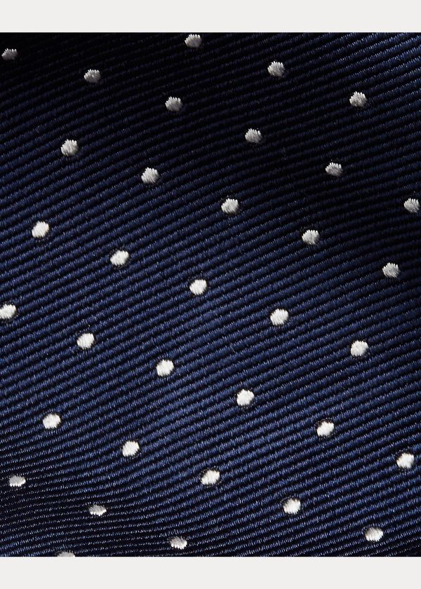 Krawaty Ralph Lauren Dot Silk Repp Narrow Tie Męskie Granatowe Białe | JYMG3870