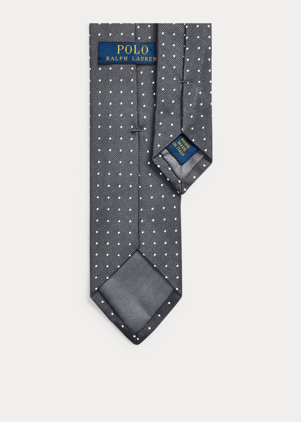 Krawaty Ralph Lauren Dot Silk Repp Narrow Tie Męskie Srebrne Białe | PRJC3104