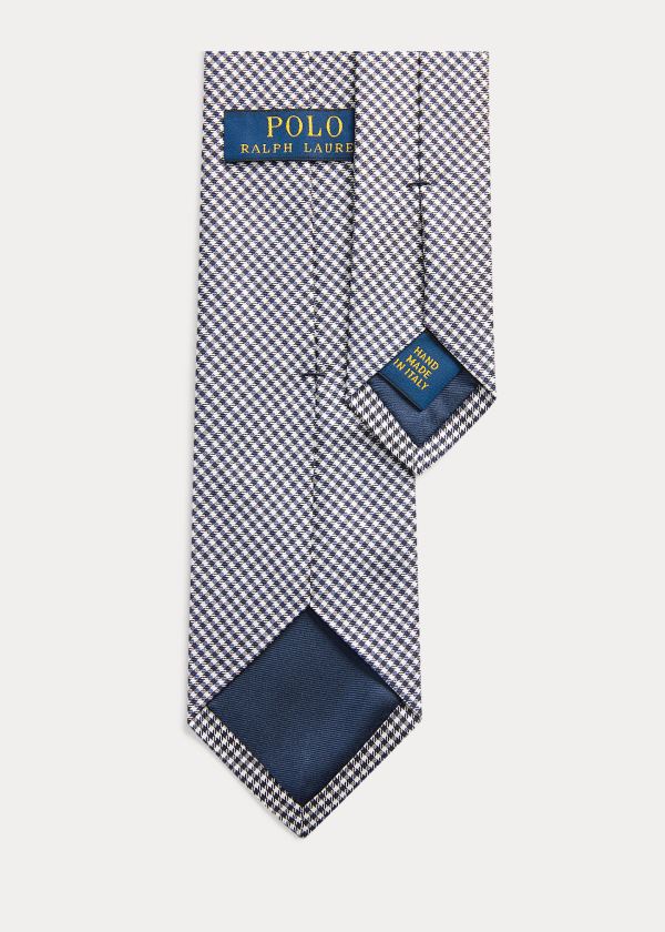 Krawaty Ralph Lauren Glen Plaid Silk Narrow Tie Męskie Granatowe Białe | OHWU3889