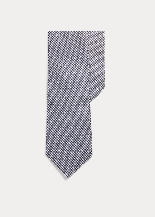 Krawaty Ralph Lauren Glen Plaid Silk Narrow Tie Męskie Granatowe Białe | OHWU3889