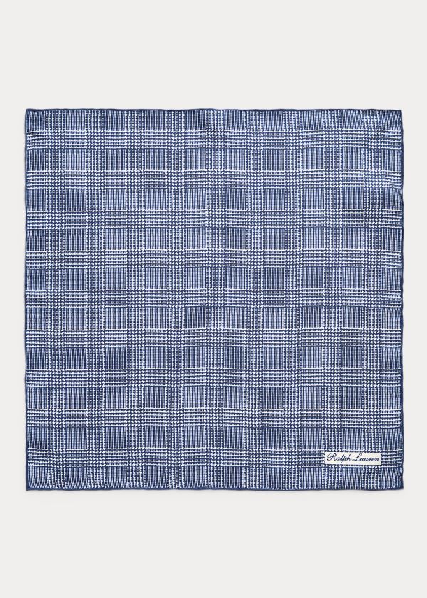 Krawaty Ralph Lauren Glen Plaid Silk Pocket Square Męskie Granatowe Białe | ZGVY7829