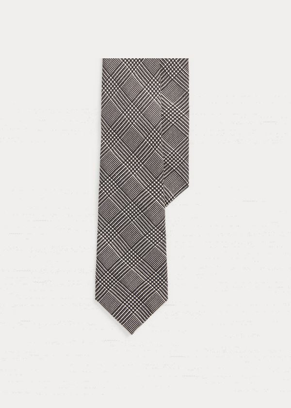 Krawaty Ralph Lauren Glen Plaid Silk Tie Męskie Czarne Kremowe | WYMX8581