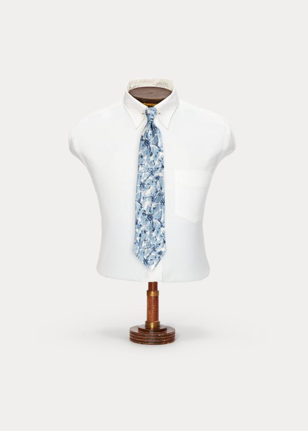 Krawaty Ralph Lauren Handmade Silk Jacquard Tie Męskie Głęboka Niebieskie Kolorowe | IYUX6064