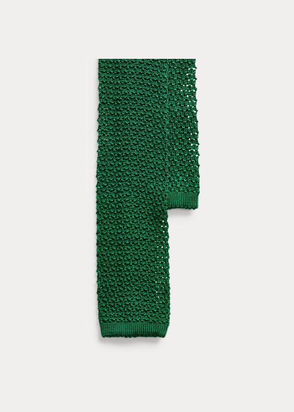 Krawaty Ralph Lauren Knit Silk Tie Męskie Zielone | UUEB4866