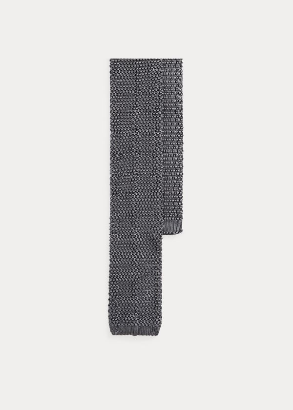 Krawaty Ralph Lauren Knit Silk Tie Męskie Ciemny Szare | EJFG9016