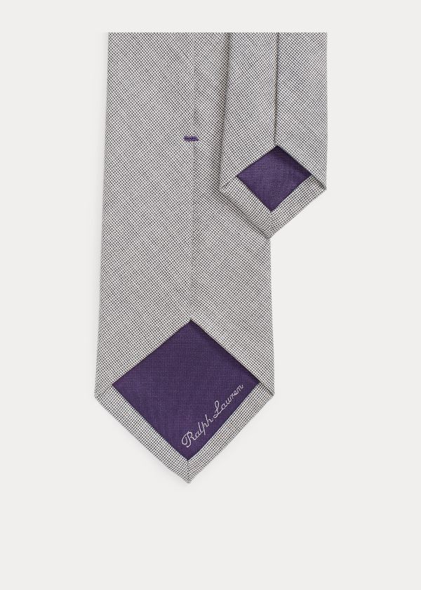 Krawaty Ralph Lauren Mini-Tick-Weave Tie Męskie Szare Kremowe | TTSH0889