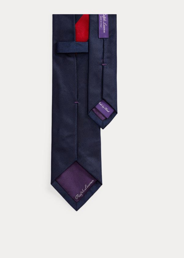 Krawaty Ralph Lauren Naval Silk Club Tie Męskie Granatowe Czerwone | NPHA3563