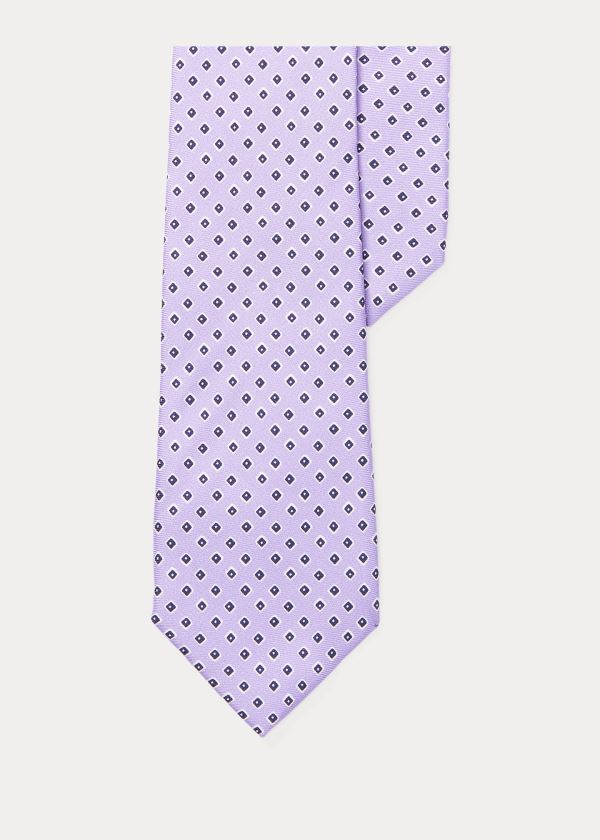 Krawaty Ralph Lauren Neat-Print Silk Narrow Tie Męskie Fioletowe | JUIR6836