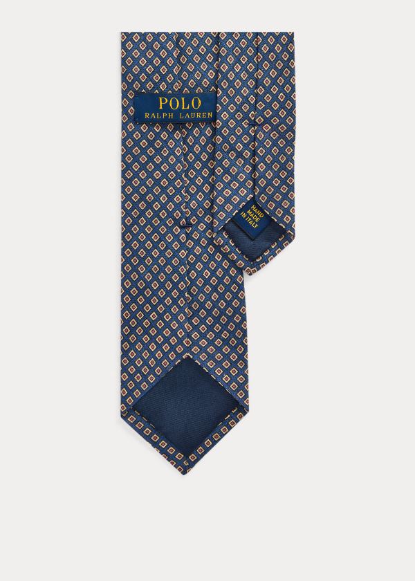 Krawaty Ralph Lauren Neat Linen Narrow Tie Męskie Niebieskie | YHRJ8569