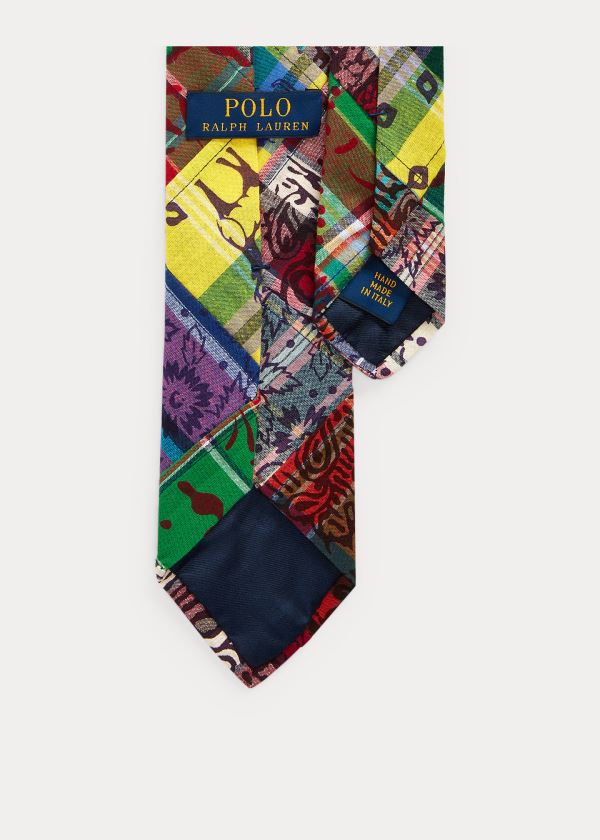 Krawaty Ralph Lauren Patchwork-Print Narrow Tie Męskie Kolorowe | KJRM4809