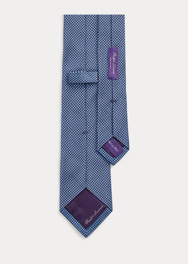 Krawaty Ralph Lauren Patterned Silk Tie Męskie Granatowe Niebieskie | HSNM8633