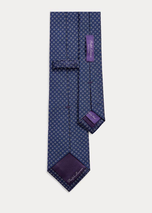 Krawaty Ralph Lauren Patterned Silk Tie Męskie Niebieskie | ONYE2641