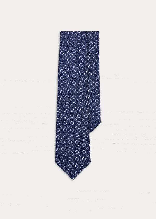 Krawaty Ralph Lauren Patterned Silk Tie Męskie Niebieskie | ONYE2641