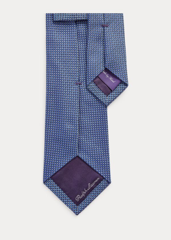 Krawaty Ralph Lauren Patterned Silk Tie Męskie Granatowe Niebieskie | IYPZ9798