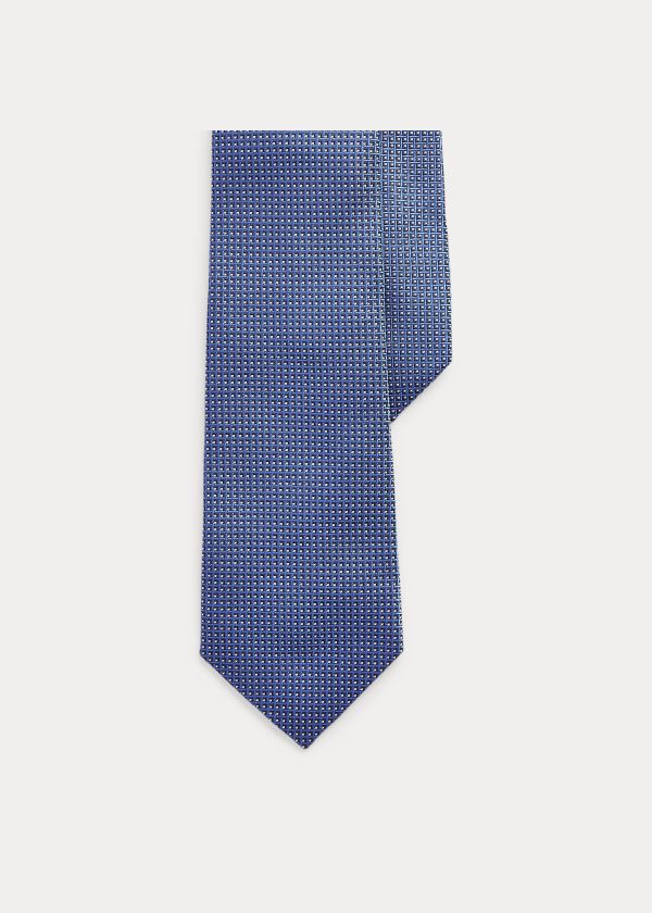 Krawaty Ralph Lauren Patterned Silk Tie Męskie Granatowe Niebieskie | IYPZ9798