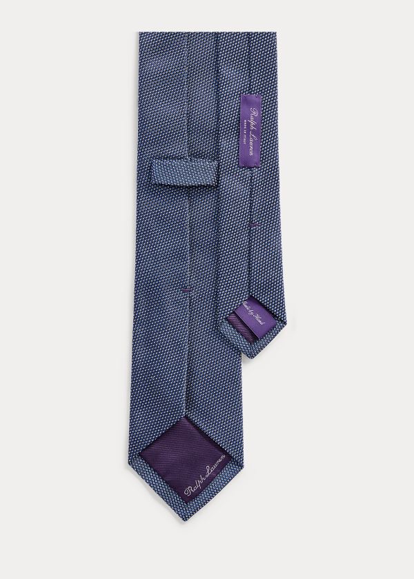 Krawaty Ralph Lauren Patterned Silk Tie Męskie Granatowe Niebieskie | IGCE6373