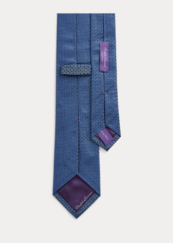 Krawaty Ralph Lauren Patterned Silk Tie Męskie Niebieskie | RJVJ5013