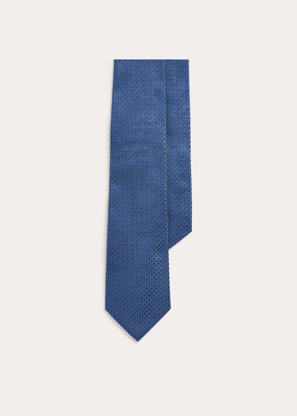 Krawaty Ralph Lauren Patterned Silk Tie Męskie Niebieskie | RJVJ5013