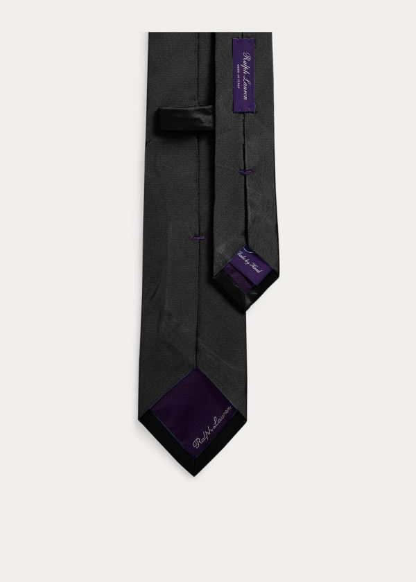 Krawaty Ralph Lauren Peau de Soie Narrow Tie Męskie Czarne | BUGA2153