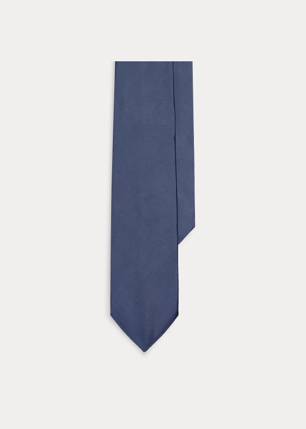 Krawaty Ralph Lauren Peau de Soie Narrow Tie Męskie Granatowe | VZED1854