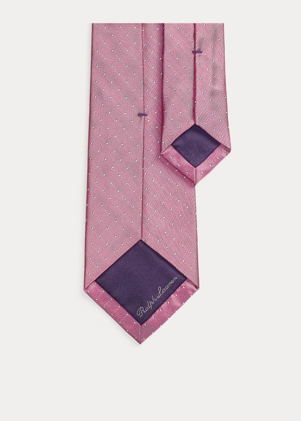 Krawaty Ralph Lauren Pin Dot Peau de Soie Tie Męskie Różowe | RZTP4653