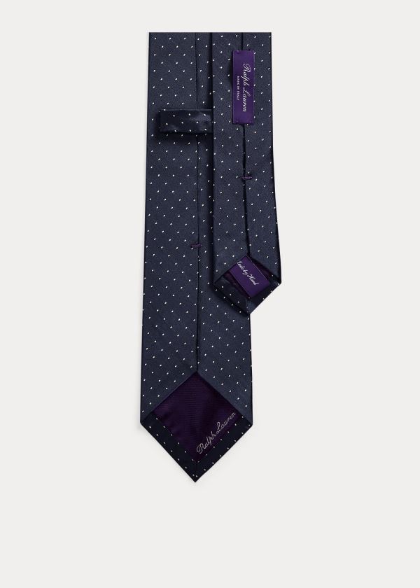 Krawaty Ralph Lauren Pin Dot Peau de Soie Tie Męskie Ciemny Granatowe | XGTX7534