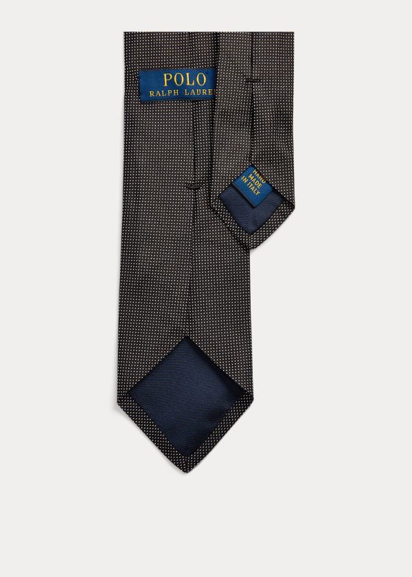 Krawaty Ralph Lauren Pin Dot Silk Narrow Tie Męskie Czarne Białe | TQBO6850