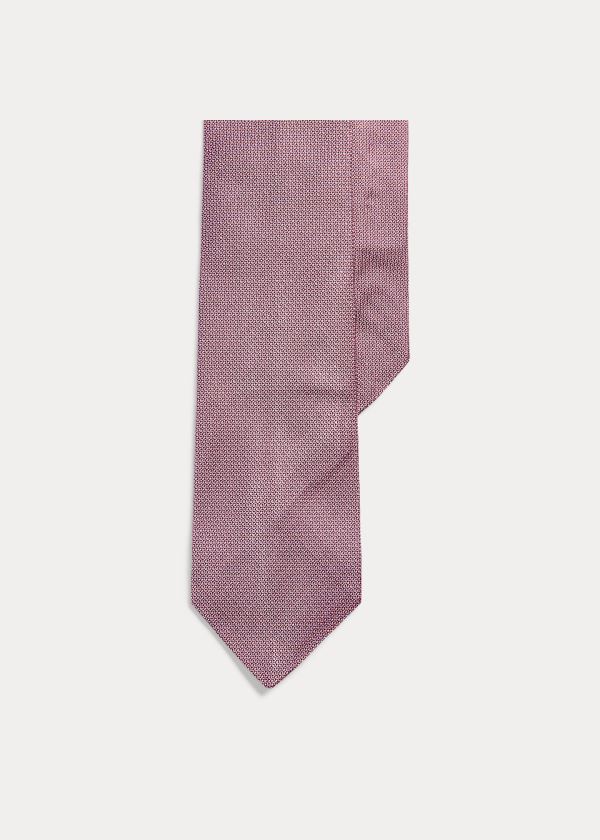 Krawaty Ralph Lauren Pin Dot Silk Narrow Tie Męskie Różowe Białe | EAJB6828