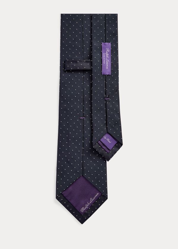 Krawaty Ralph Lauren Pin Dot Silk Tie Męskie Granatowe | CJYS1291