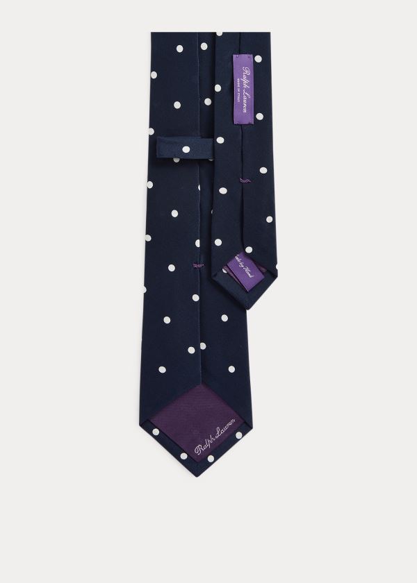 Krawaty Ralph Lauren Polka-Dot Silk Crepe Tie Męskie Granatowe | HRCY5643