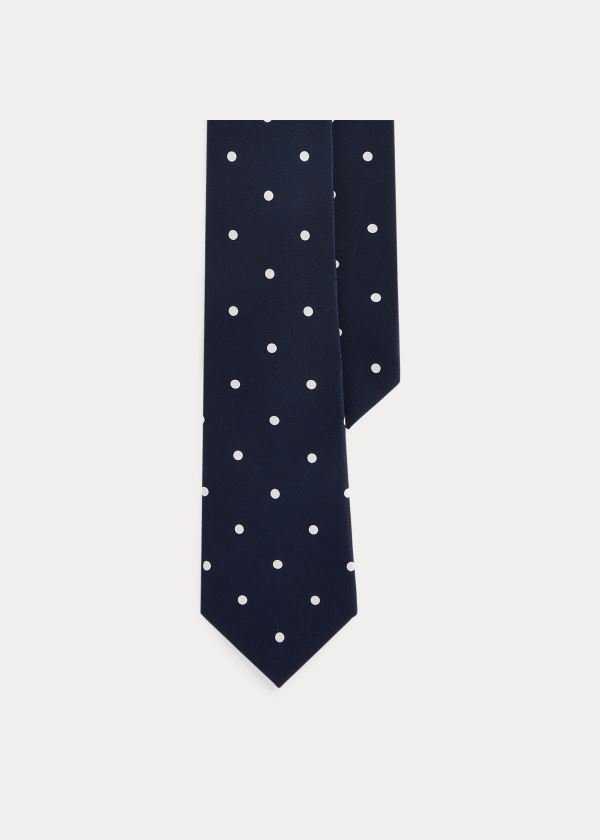 Krawaty Ralph Lauren Polka-Dot Silk Crepe Tie Męskie Granatowe | HRCY5643