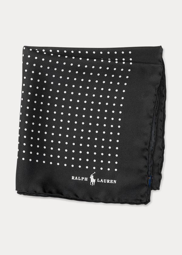 Krawaty Ralph Lauren Polka-Dot Silk Pocket Square Męskie Czarne | XZKB3028