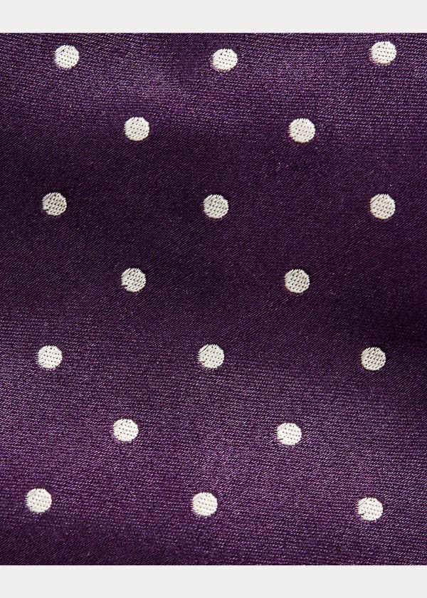 Krawaty Ralph Lauren Polka-Dot Silk Satin Tie Męskie Ciemny Fioletowe | HAOC5992