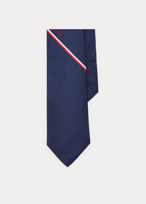 Krawaty Ralph Lauren Polo Frenchie Silk Tie Męskie Granatowe | YRFB2318