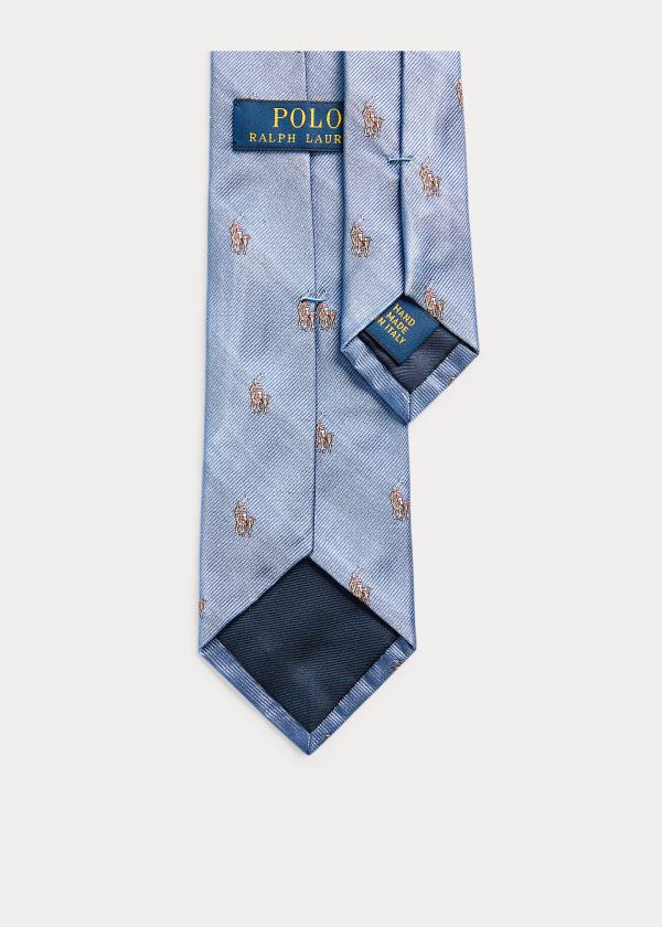 Krawaty Ralph Lauren Polo Player Silk Narrow Tie Męskie Głęboka Niebieskie | LYEY6939