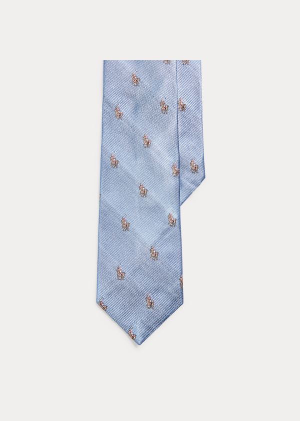 Krawaty Ralph Lauren Polo Player Silk Narrow Tie Męskie Głęboka Niebieskie | LYEY6939