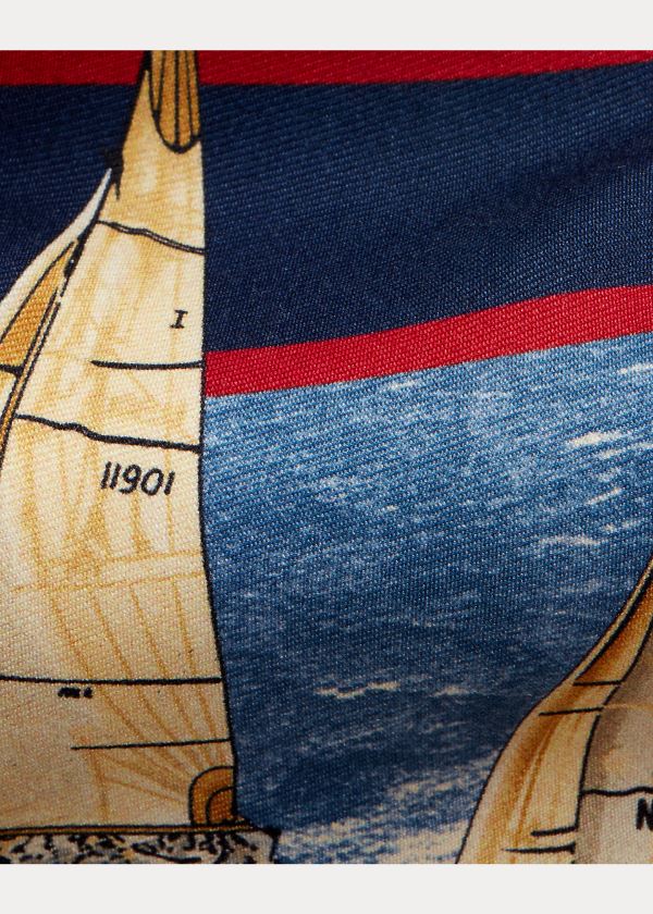 Krawaty Ralph Lauren Polo Sport Sailboat Silk Tie Męskie Granatowe Czerwone | PBLE8689