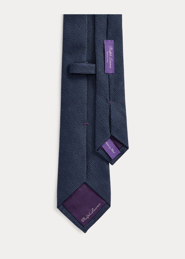 Krawaty Ralph Lauren Print Cashmere-Silk Tie Męskie Granatowe | EBUH5746