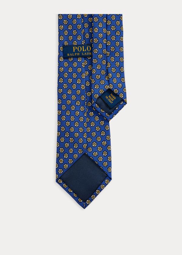 Krawaty Ralph Lauren Print Silk Narrow Tie Męskie Królewski Niebieski Niebieskie | CNJR2777