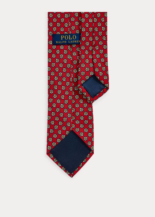 Krawaty Ralph Lauren Print Silk Narrow Tie Męskie Czerwone | TNYB5038