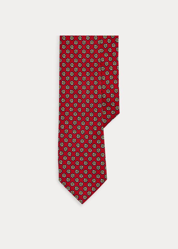 Krawaty Ralph Lauren Print Silk Narrow Tie Męskie Czerwone | TNYB5038