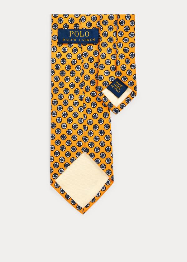 Krawaty Ralph Lauren Print Silk Narrow Tie Męskie Żółte | LEVZ1693