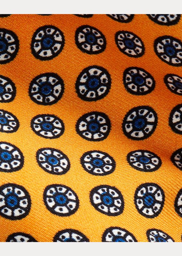 Krawaty Ralph Lauren Print Silk Narrow Tie Męskie Żółte | LEVZ1693