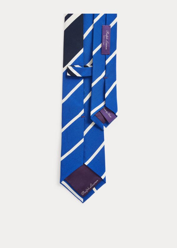 Krawaty Ralph Lauren Regimental Art Deco Silk Tie Męskie Królewski Niebieski Niebieskie | AOGN5827