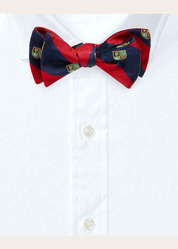 Krawaty Ralph Lauren Silk Club Bow Tie Męskie Granatowe Czerwone | NTZP9548