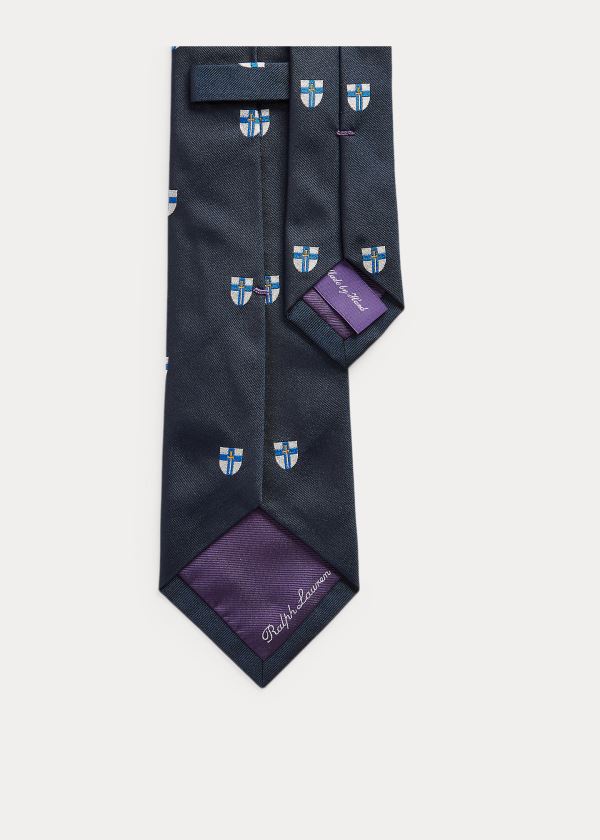 Krawaty Ralph Lauren Silk Club Tie Męskie Granatowe | LQNE2767