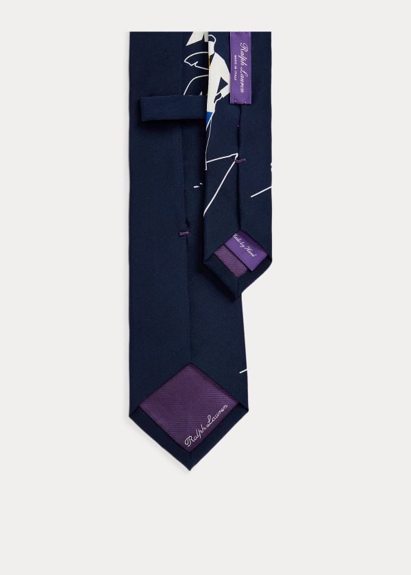 Krawaty Ralph Lauren Silk Graphic Tie Męskie Granatowe | QWDR9913