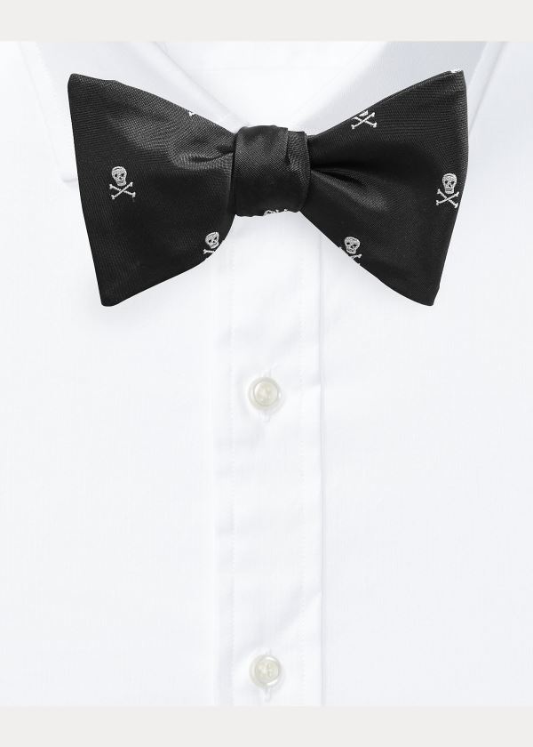 Krawaty Ralph Lauren Skull-and-Crossbones Bow Tie Męskie Czarne Białe | QYDA1102