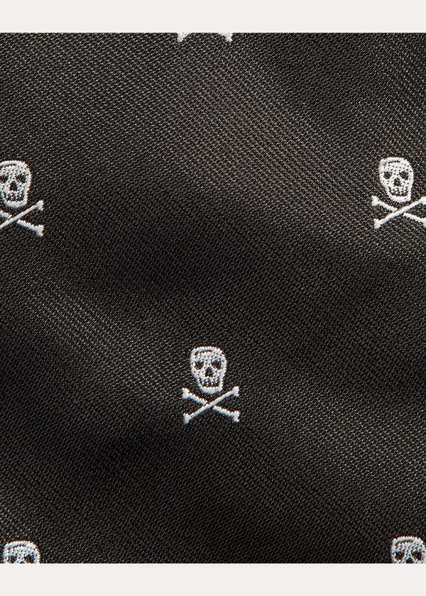 Krawaty Ralph Lauren Skull-and-Crossbones Repp Tie Męskie Czarne | YROD9864