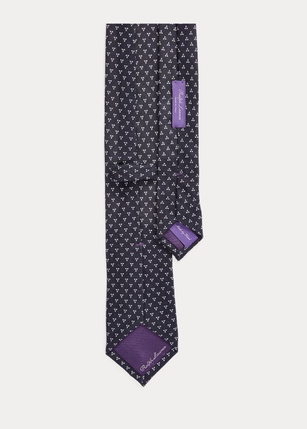 Krawaty Ralph Lauren Square-Print Cashmere-Silk Tie Męskie Granatowe | ONCS0620